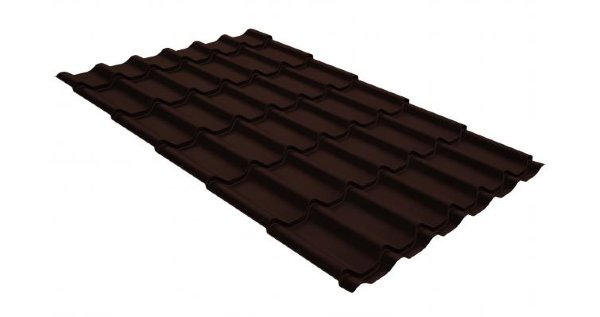Металлочерепица классик GL 0,5 GreenCoat Pural Matt RR 887 шоколадно-коричневый (RAL 8017 шоколад) купить в Чехове