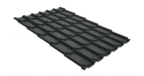 Металлочерепица классик GL 0,5 GreenCoat Pural RR 23 темно-серый (RAL 7024 мокрый асфальт) купить в Чехове