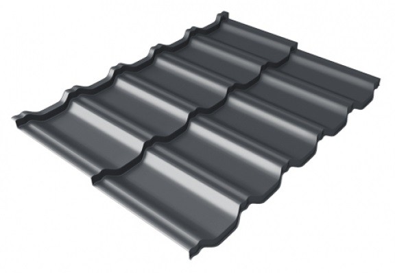 Металлочерепица модульная Квинта Uno Grand Line c 3D резом 0,5 Satin Мatt RAL 7024 мокрый асфальт купить в Чехове
