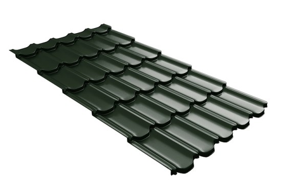 Металлочерепица квинта плюс с 3D резом 0,5 GreenСoat Pural Matt RR 11 темно-зеленый (RAL 6020 хромовая зелень) купить в Чехове