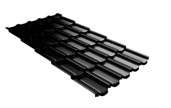 Металлочерепица квинта плюс с 3D резом 0,5 GreenСoat Pural Matt RR 33 черный (RAL 9005 черный) купить в Чехове