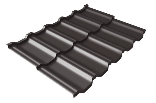 Металлочерепица модульная Квинта Uno Grand Line c 3D резом 0,5 GreenСoat Pural RR 32 темно-коричневый (RAL 8019 серо-коричневый) купить в Чехове