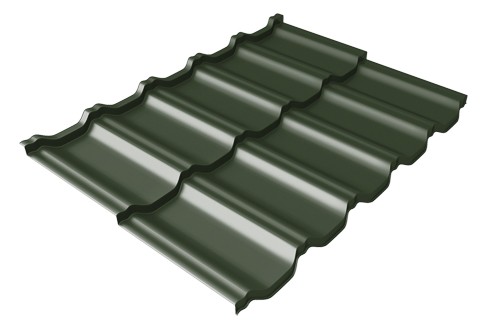 Металлочерепица модульная Квинта Uno Grand Line c 3D резом 0,5 GreenСoat Pural Matt RR 11 темно-зеленый (RAL 6020 хромовая зелень) купить в Чехове