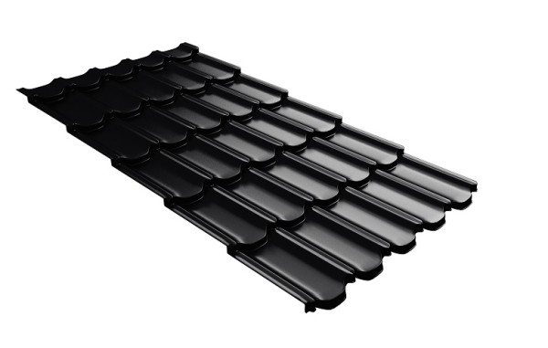 Металлочерепица квинта плюс с 3D резом 0,5 Quarzit lite RAL 9005 черный купить в Чехове
