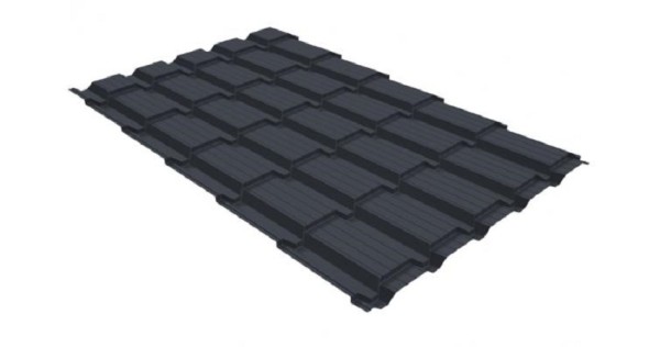Металлочерепица GL квадро профи 0,5 GreenCoat Pural RR 23 темно-серый (RAL 7024) мокрый асфальт купить в Чехове