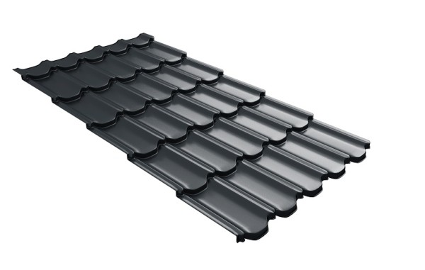Металлочерепица квинта плюс с 3D резом 0,5 Satin RAL 7016 антрацитово-серый купить в Чехове