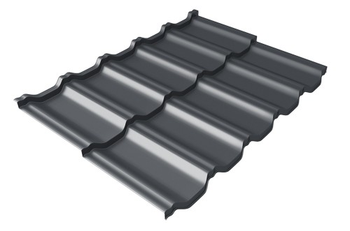 Металлочерепица модульная Квинта Uno Grand Line c 3D резом 0,5 Velur RAL 7024 мокрый асфальт купить в Чехове