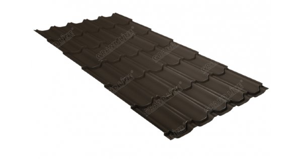 Металлочерепица квинта плюс 0,5 GreenCoat Pural Matt RR 32 темно-коричневый (RAL 8019 серо-коричневый) купить в Чехове